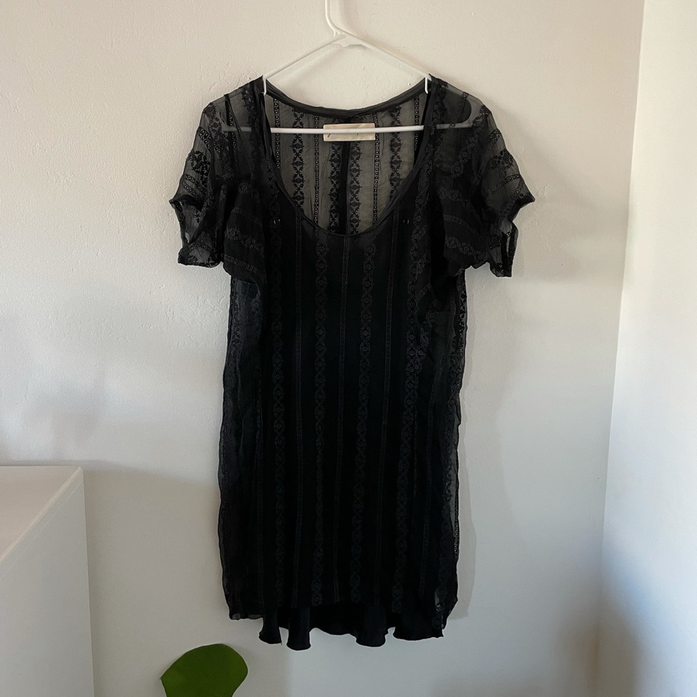 Velvet by Graham & Spencer Black Lace Silk Slip